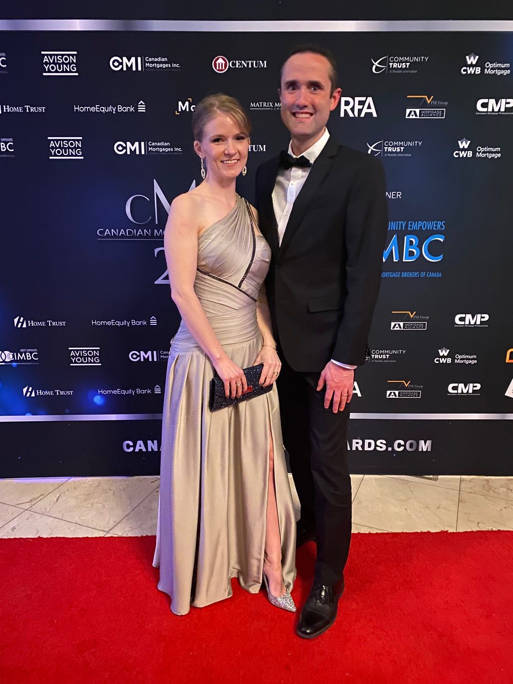 Josh and Nicole Tagg on the red carpet at the Canadian Mortgage Awards